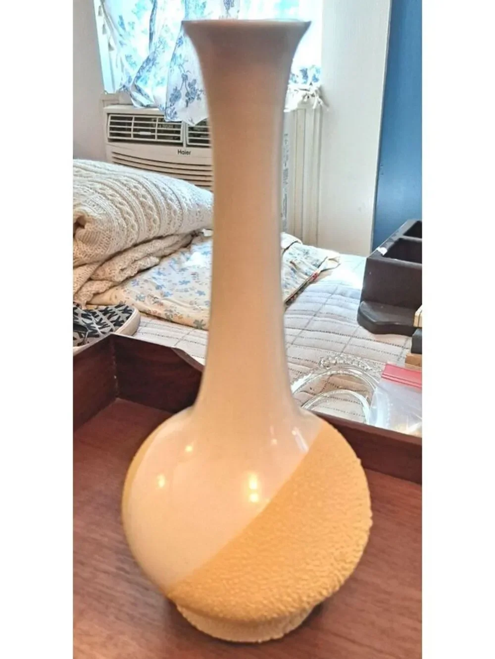 Vintage Royal Haegar Art Pottery MCM Yellow/White Lava Texture Glaze Vase